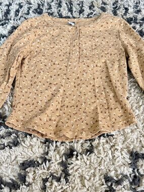 Old Navy Mustard Floral Ribbed Long Sleeve Henley